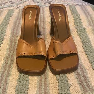 Candies Vintage Leather Slip on Heels